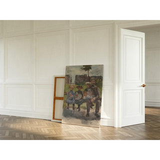 A Man with Three Girls on a Bench in the Oosterpark in Amsterdam - Isaac Israëls | Reproduction Tableau Décoration murale affiche copie