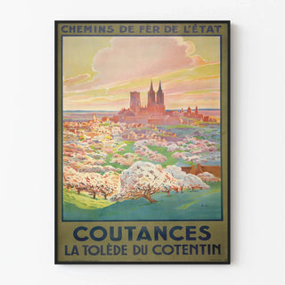 Affiche Coutances vintage – La Tolède du Cotentin en fleurs