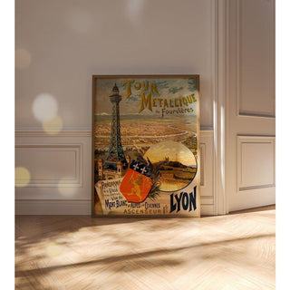 Affiche Tour métallique de la Fourvières à Lyon Vintage