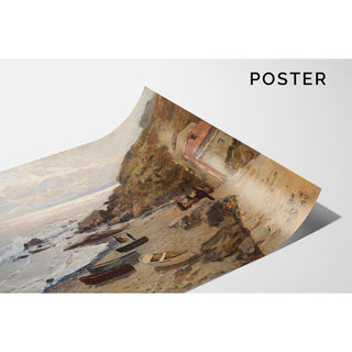 Ambiance de soirée avec des pêcheurs sur la côte - Alfred Zoff | Reproduction Tableau Décoration murale affiche copie