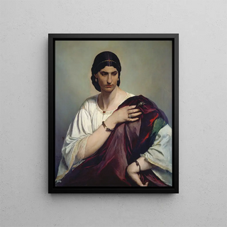 Anselm Feuerbach - Lucrezia Borgia Portrait of a Roman woman in white tunic and red robe.webp