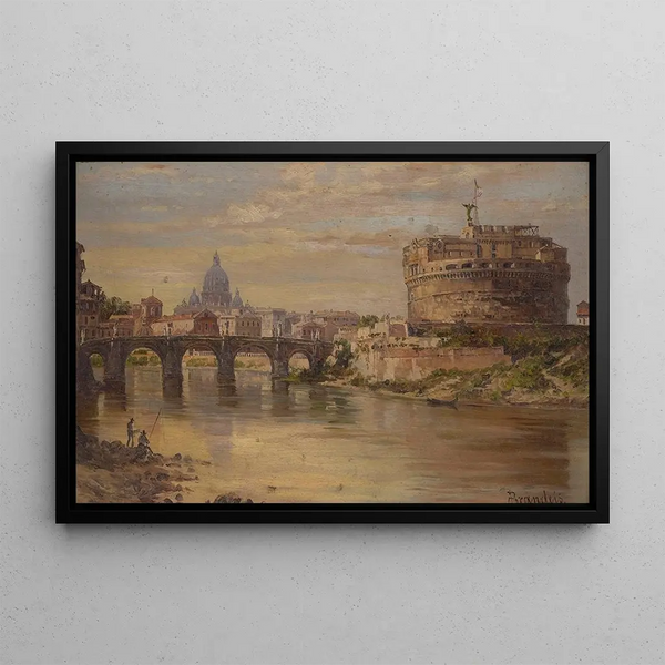 Ansicht des Tibers mit der Burg Sant'Angelo und St. Peter - Antonietta Brandeis — gerahmtes Bild an der Wand