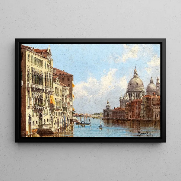 Venedig, Blick auf den Großen Kanal von Santa Maria della Salute - Antonietta Brandeis — gerahmtes Bild an der Wand