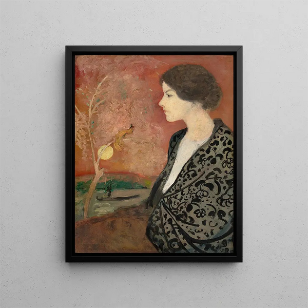 Studie eines Porträts von Elisabeth Gerhardt - August Macke — gerahmtes Bild an der Wand