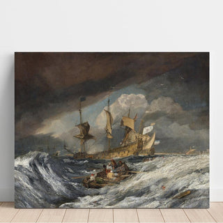 Bateaux transportant des ancres vers les navires de guerre hollandais - Joseph Mallord William Turner | Reproduction Tableau Décoration murale affiche copie