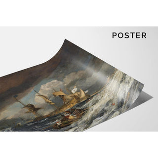 Bateaux transportant des ancres vers les navires de guerre hollandais - Joseph Mallord William Turner | Reproduction Tableau Décoration murale affiche copie