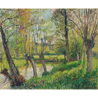 Bords de l'Epte à Éragny, Soleil Couchant - Camille Pissarro | Reproduction Tableau Décoration murale affiche copie
