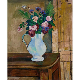 Bouquet de Roses, Bleuets et Fougères - Suzanne Valadon | Reproduction Tableau Décoration murale affiche copie