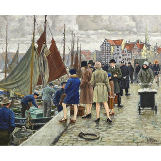 Dames élégantes avec chapeaux cloche achetant du poisson - Paul Fischer | Reproduction Tableau Décoration murale affiche copie