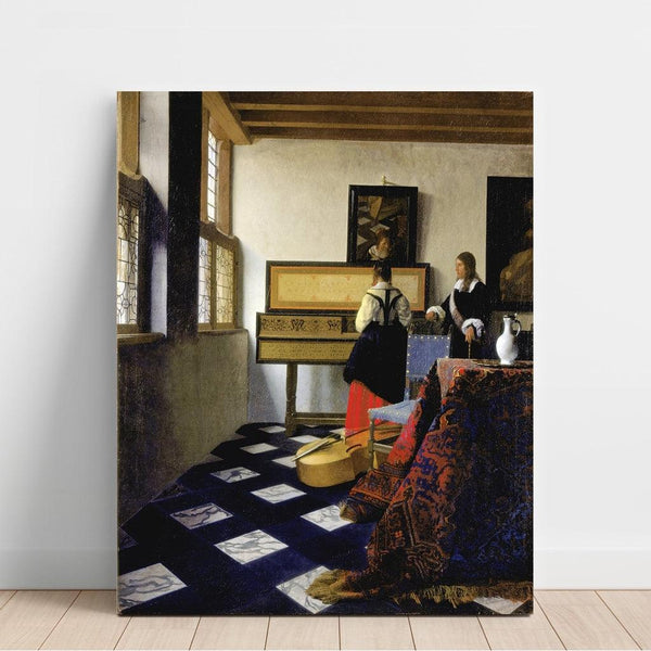 Reproduktion des Gemäldes Damoiselle au virginal avec un gentleman (La leçon de musique) - Johannes Vermeer