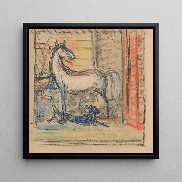 In den Stallungen - Arnold Peter Weisz-Kubnan — gerahmtes Bild an der Wand