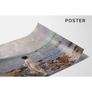 Deux baigneuses sur une plage rocheuse - Paul Fischer | Reproduction Tableau Décoration murale affiche copie