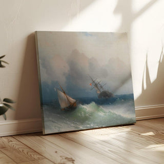 Deux navires en mer - Ivan Konstantinovich Aivazovsky | Reproduction Tableau Décoration murale affiche copie