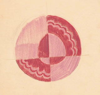 Divers petits croquis pour dessus de table incrustés Design avec motif circulaire rouge et rose - Winold Reiss