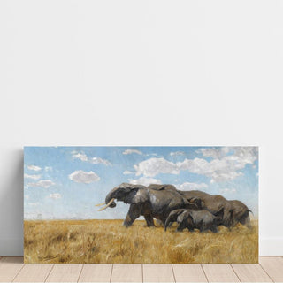 Éléphants en migration - Wilhelm Kuhnert | Reproduction Tableau Décoration murale affiche copie