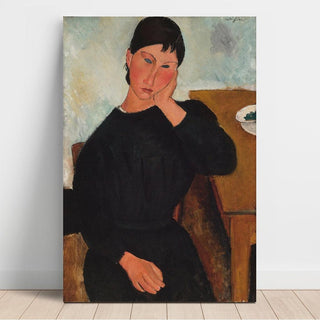 Elvire assise, accoudée à une table - Amedeo Modigliani | Reproduction Tableau Décoration murale affiche copie