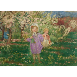 Enfants dans un verger fleuri - Henri Lebasque | Reproduction Tableau Décoration murale affiche copie