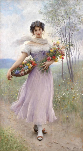 Eugen von Blaas - Mdchen in fliederfarbenem Kleid.webp