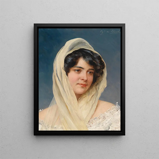 Eugen von Blaas - Portrait of a young lady with a veil.webp