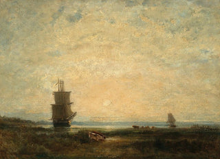 Flix Ziem - Sailing Ships Caravels at Sunset Holland.webp