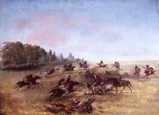 George Catlin - Mounted War Party Scouring A Thicket.webp