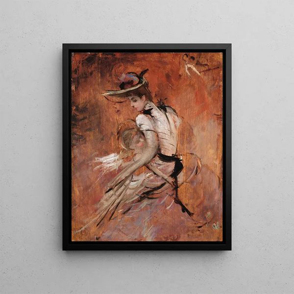 Eine junge Mutter mit Hut - Giovanni Boldini — gerahmtes Bild an der Wand