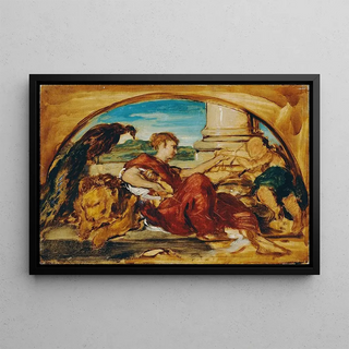 Hans Canon - Allegorische Figur mit Lwe und Pfau.webp