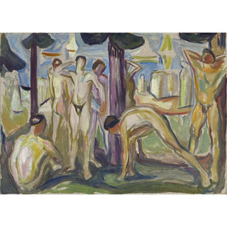 Hommes nus dans un paysage - Edvard Munch | Reproduction Tableau Décoration murale affiche copie