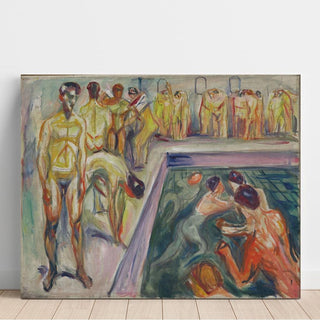 Hommes nus dans une piscine - Edvard Munch | Reproduction Tableau Décoration murale affiche copie