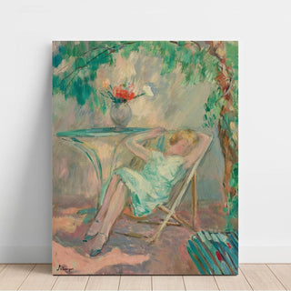 Jeune Fille Assoupie dans un Jardin - Henri Lebasque | Reproduction Tableau Décoration murale affiche copie