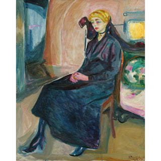 Jeune femme assise - Edvard Munch | Reproduction Tableau Décoration murale affiche copie