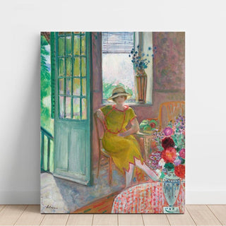 Jeune femme dans un intérieur fleuri - Henri Lebasque | Reproduction Tableau Décoration murale affiche copie