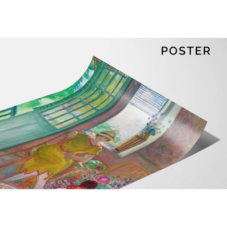 Jeune femme dans un intérieur fleuri - Henri Lebasque | Reproduction Tableau Décoration murale affiche copie