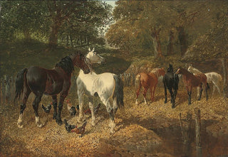 John Frederick Herring Jr - Hens and horses by a stream.webp