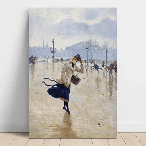Reproduktion des Gemäldes Windiger Tag auf dem Place de la Concorde - Jean Béraud