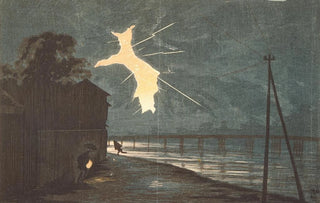 Kobayashi Kiyochika - Thunder and Lightning at Oumaya Bridge.webp