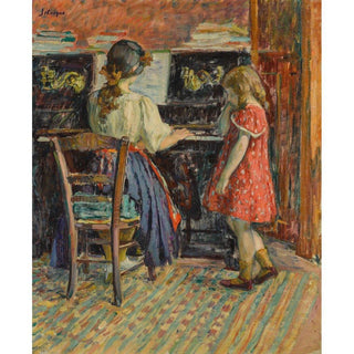 La leçon de piano Marthe et Nono - Henri Lebasque | Reproduction Tableau Décoration murale affiche copie