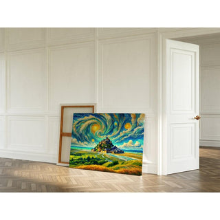Le Mont Saint-Michel avec le style de Van Gogh | Intelligence artificielle | Reproduction Tableau Décoration murale affiche copie