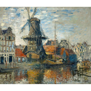 Le Moulin à vent sur l'Onbekende Gracht, Amsterdam - Claude Monet | Reproduction Tableau Décoration murale affiche copie