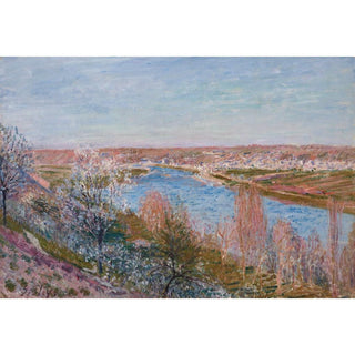 Le Village de Champagne au Coucher du Soleil, Avril - Alfred Sisley | Reproduction Tableau Décoration murale affiche copie