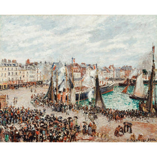 Le marché aux poissons, Dieppe ; temps gris, le matin - Camille Pissarro | Reproduction Tableau Décoration murale affiche copie