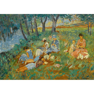 Les Andelys, la Famille Lebasque au bord de l'eau - Henri Lebasque | Reproduction Tableau Décoration murale affiche copie