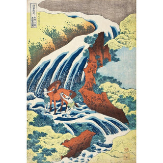 Les chutes d'eau pour chevaux de Yoshitsune à Yoshino - Katsushika Hokusai | Reproduction Tableau Décoration murale affiche copie