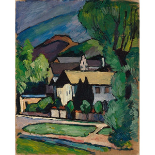 Maisons de village bavaroises sous les arbres - Alexander Kanoldt | Reproduction Tableau Décoration murale affiche copie