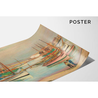 Maisons sur le port à l'île d'Yeu - Henri Lebasque | Reproduction Tableau Décoration murale affiche copie