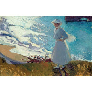 Maria sur la plage à Biarritz de Joaquín Sorolla | Reproduction Tableau Décoration murale affiche copie
