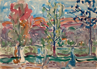 Maurice Prendergast - Trees against mountain.webp