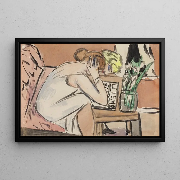 Ohne Titel Zwei junge Mädchen lesend - Max Beckmann — gerahmtes Bild an der Wand