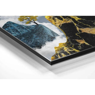 Montagne dorée | Collage artistique | Reproduction Tableau Décoration murale affiche copie