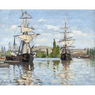Navires à cheval sur la Seine à Rouen de Claude Monet | Reproduction Tableau Décoration murale affiche copie